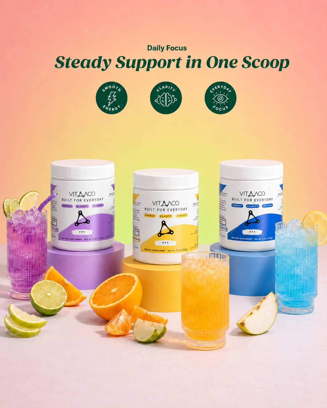 Vitaaco Daily Focus, steady support in one scoop